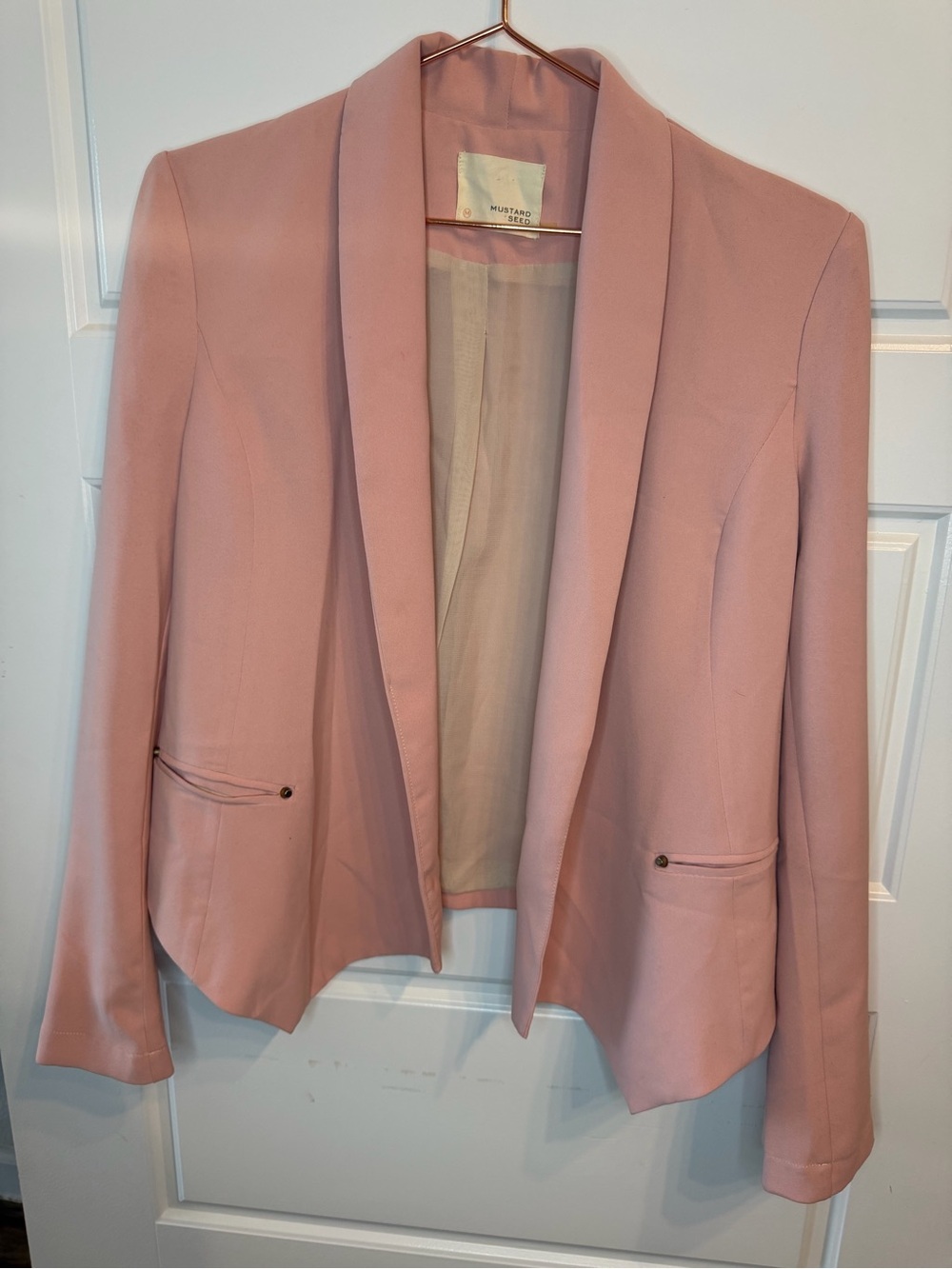 Mustard Seed Pink Open Front Blazer